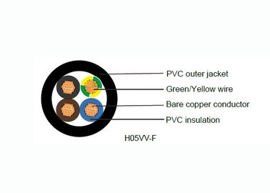 H05vv-φ πολυ εύκαμπτο ηλεκτρικό καλώδιο πυρήνων, λεπτός γάντζος PVC χαλκού προσαραγμένος αγωγός επάνω στο καλώδιο